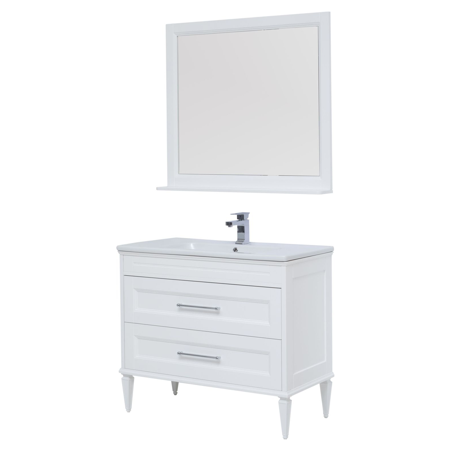 Комплект мебели для ванной Aquanet Бостон М 100 белый матовый Комплект мебели для ванной Aquanet Бостон М 100 белый матовый