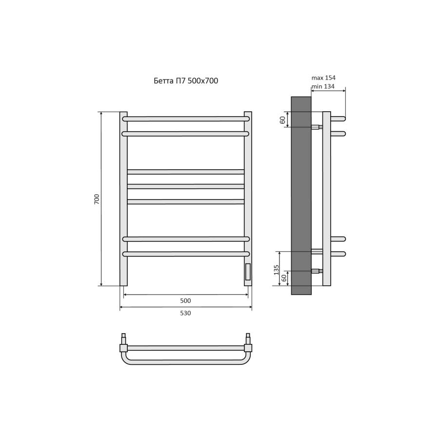 Полотенцесушитель электрический Aquatek (Акватек) Бетта П7 500х700 мм, черный муар, подключение скрытое к сети электропитания / электропровод с вилкой, с терморегулятором и таймером quick touch, нержавеющая сталь AISI 201, гарантия 5 лет Полотенцесушитель электрический Aquatek (Акватек) Бетта П7 500х700 мм, черный муар, подключение скрытое к сети электропитания / электропровод с вилкой, с терморегулятором и таймером quick touch, нержавеющая сталь AISI 201, гарантия 5 лет