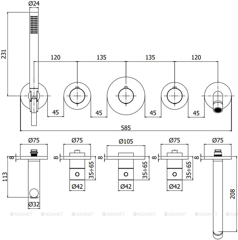 Смеситель для ванны с душем Paffoni Modular Box MDE001CR Смеситель для ванны с душем Paffoni Modular Box MDE001CR