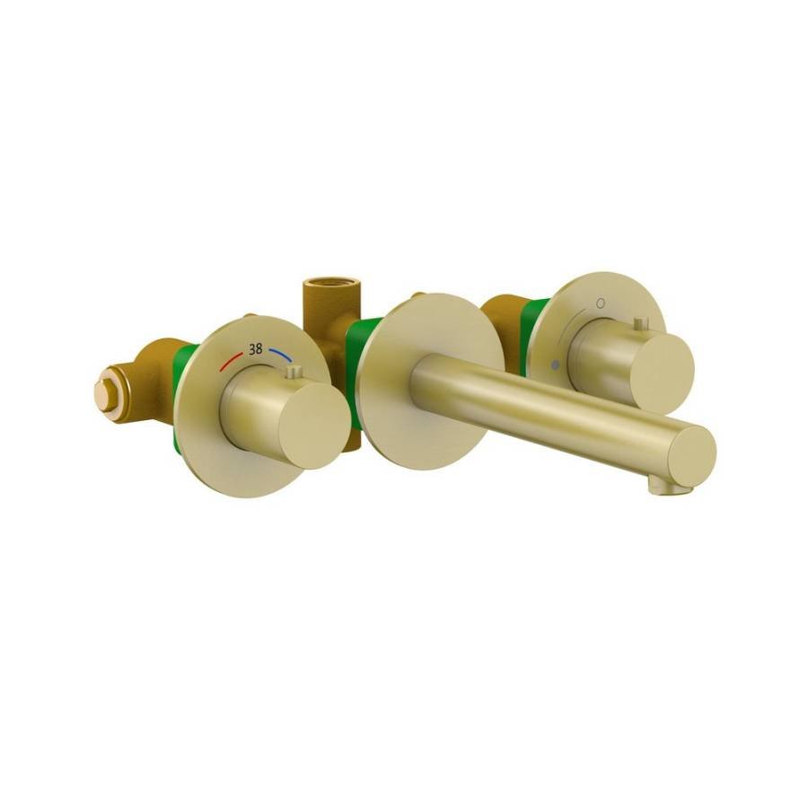 Смеситель для раковины встроенный с термостатом Timo Saona 2382/17SM золото матовое Смеситель для раковины встроенный с термостатом Timo Saona 2382/17SM золото матовое