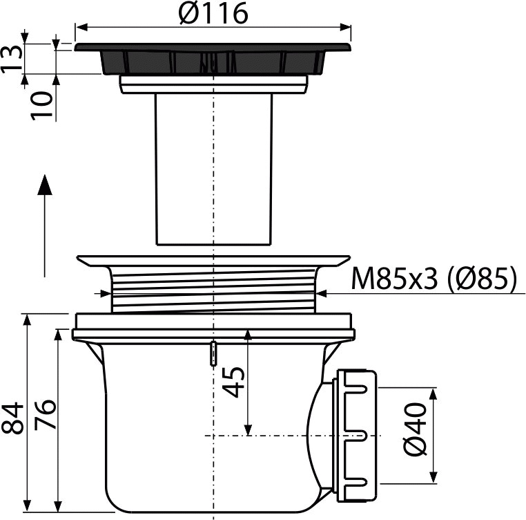 Сифон для душевого поддона, черный-мат Сифон для душевого поддона, черный-мат