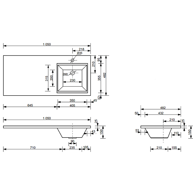 Комплект мебели Dallas Luxe 1050х482 правосторонний подвесной 1 ящик  (ШхГхВ)  408х476х607 Комплект мебели Dallas Luxe 1050х482 правосторонний подвесной 1 ящик  (ШхГхВ)  408х476х607