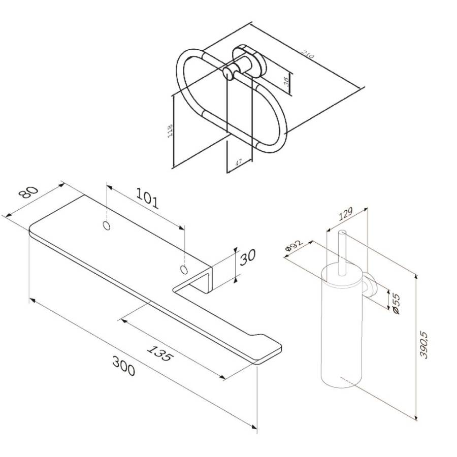 Набор аксессуаров для зоны туалета AK74T0503W Набор аксессуаров для зоны туалета AK74T0503W
