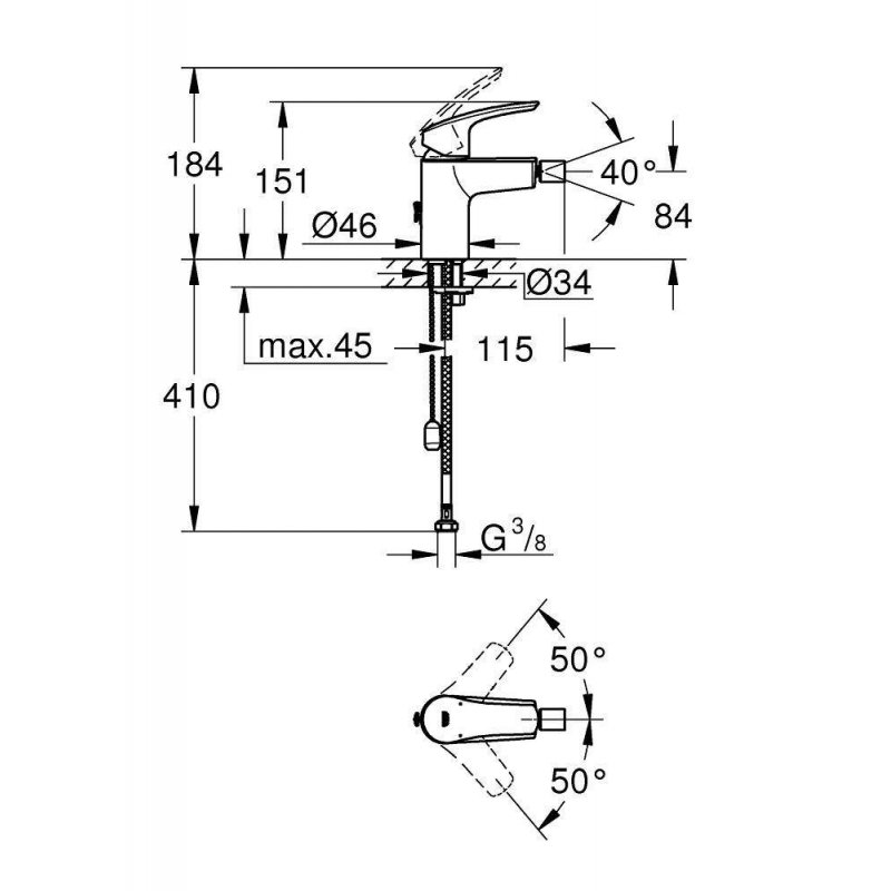 Смеситель Grohe Eurosmart 2021 для биде, 32927003 Смеситель Grohe Eurosmart 2021 для биде, 32927003