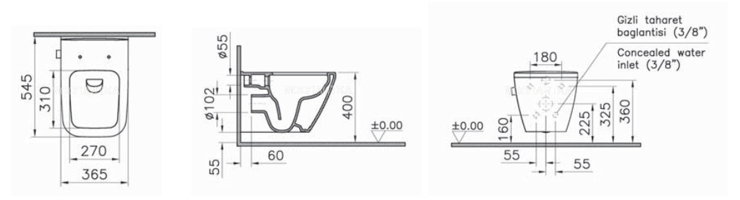 Унитаз подвесной VitrA Integra Square с функцией биде и смесителем 7082B003-7209, безободковый Унитаз подвесной VitrA Integra Square с функцией биде и смесителем 7082B003-7209, безободковый