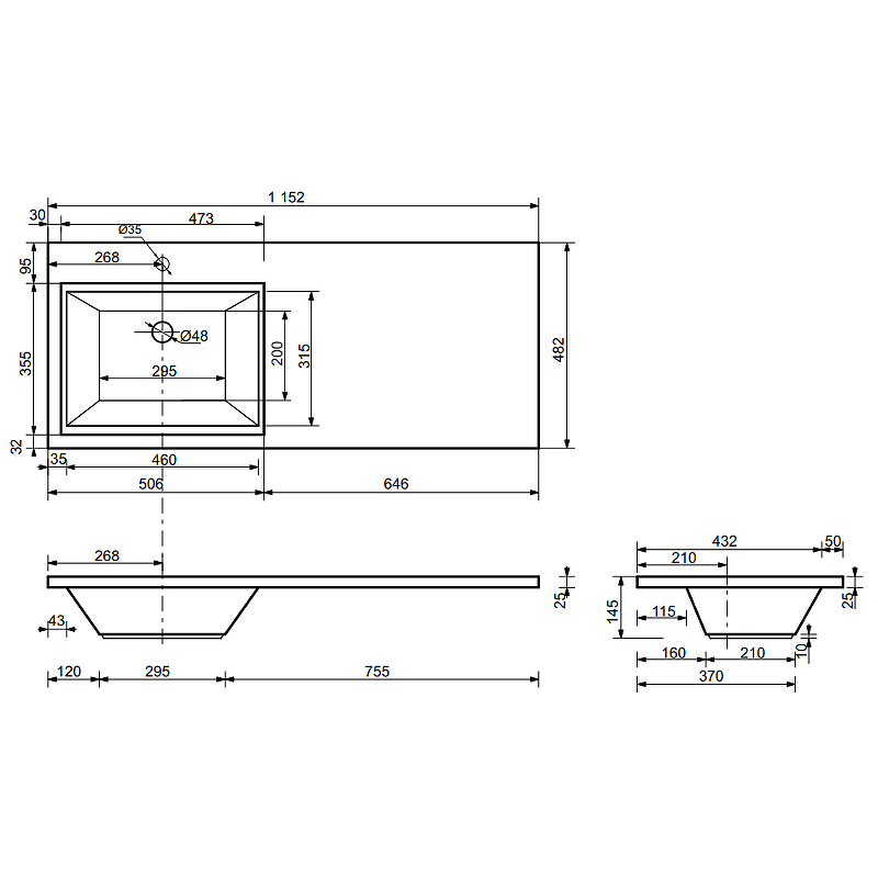 Комплект мебели Dallas Luxe 1150х482 левосторонний подвесной 1 ящик (ШхГхВ) 498х476х430 Комплект мебели Dallas Luxe 1150х482 левосторонний подвесной 1 ящик (ШхГхВ) 498х476х430