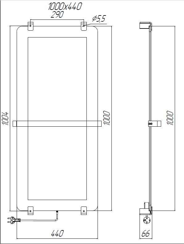 Полотенцесушитель электрический Allen Brau Infinity 100x44 с рейлингом 2.0 и креплением, черный матовый Полотенцесушитель электрический Allen Brau Infinity 100x44 с рейлингом 2.0 и креплением, черный матовый