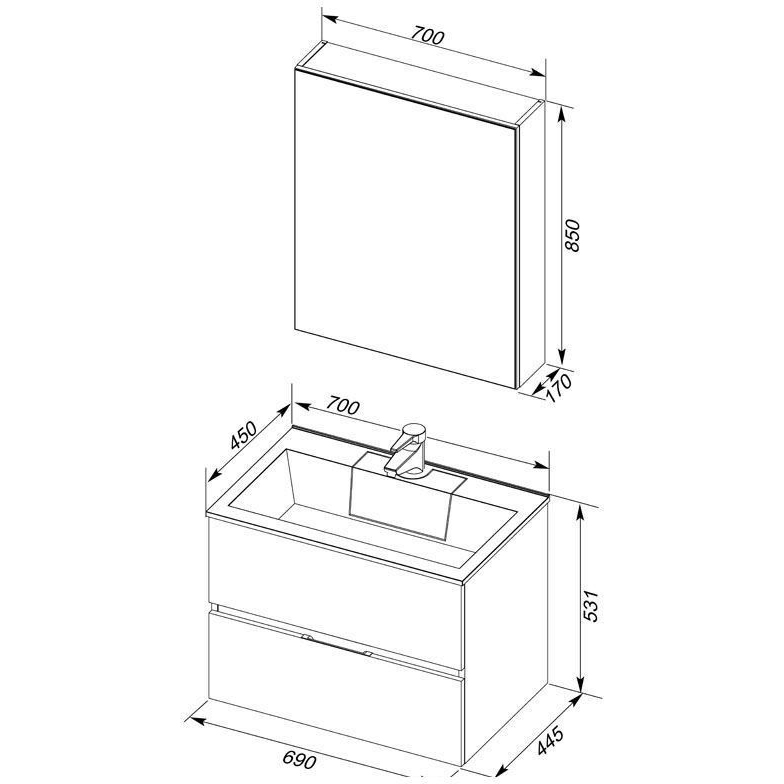 Мебель для ванной Aquanet Алвита 70 серый антрацит Мебель для ванной Aquanet Алвита 70 серый антрацит