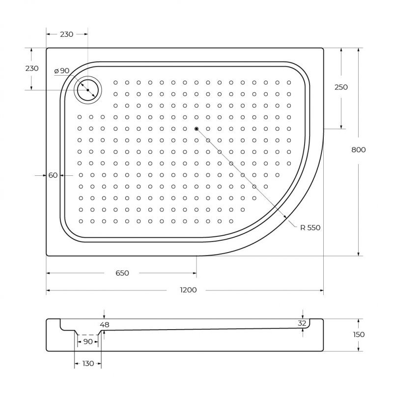Акриловый поддон BelBagno TRAY-BB-RH-100/80-550-15-W-L Акриловый поддон BelBagno TRAY-BB-RH-100/80-550-15-W-L