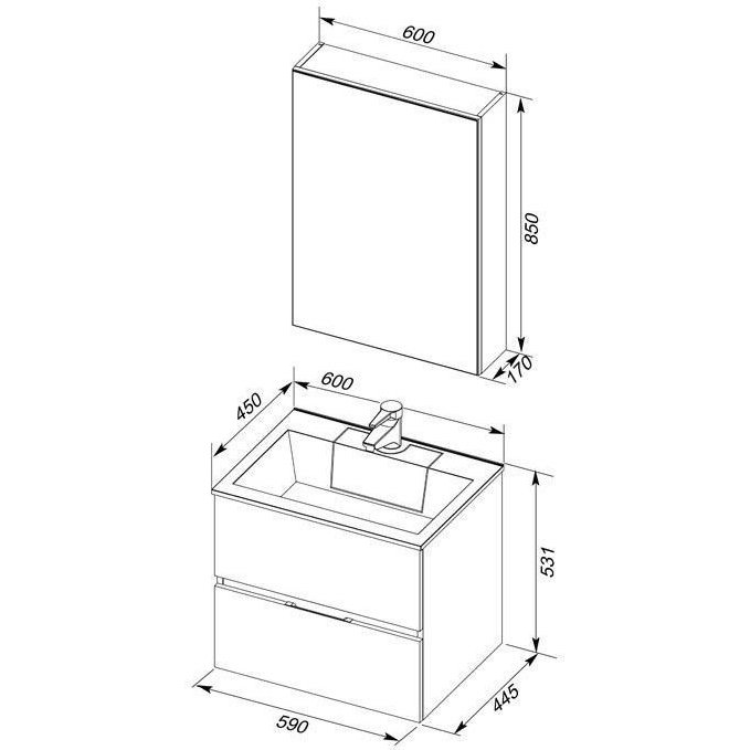 Мебель для ванной Aquanet Алвита 60 белый Мебель для ванной Aquanet Алвита 60 белый
