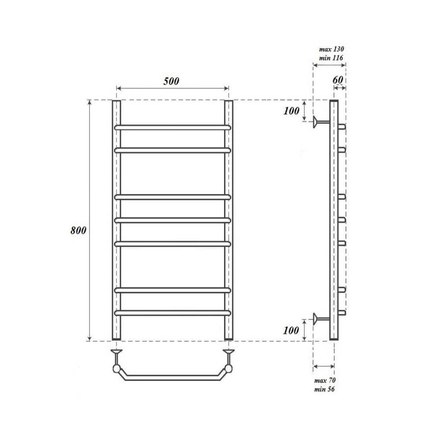 Полотенцесушитель водяной Point Венера PN07158 П7 500x800, хром Полотенцесушитель водяной Point Венера PN07158 П7 500x800, хром