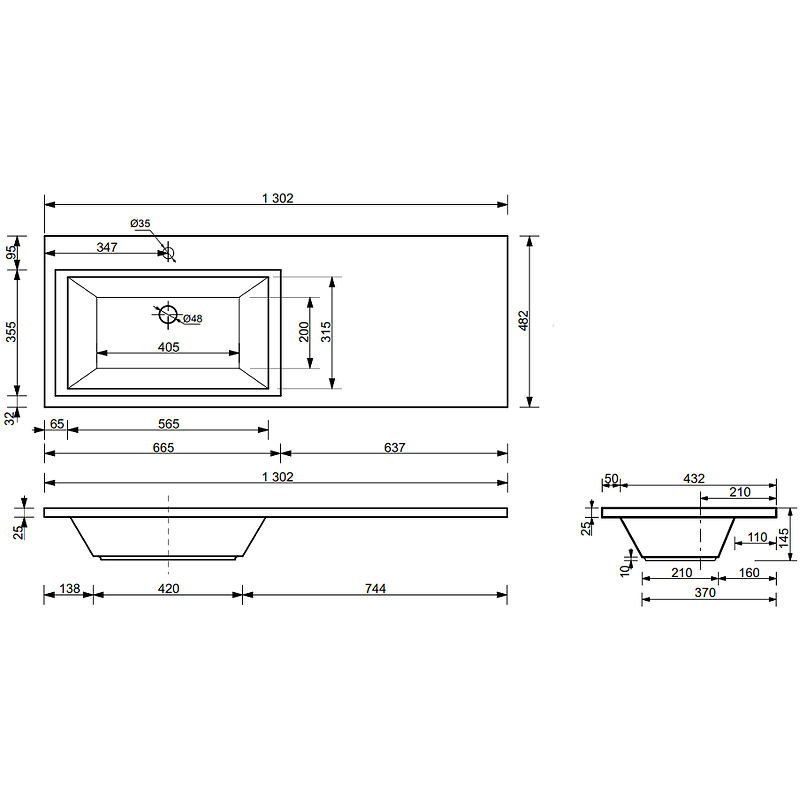Комплект мебели Dallas Luxe 1300х482 левосторонний подвесной 1 ящик (ШхГхВ) 648х476х430 Комплект мебели Dallas Luxe 1300х482 левосторонний подвесной 1 ящик (ШхГхВ) 648х476х430