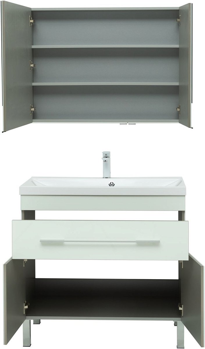 Комплект мебели для ванной Aquanet Верона 90 белый (напольный 1 ящик 2 дверцы) Комплект мебели для ванной Aquanet Верона 90 белый (напольный 1 ящик 2 дверцы)
