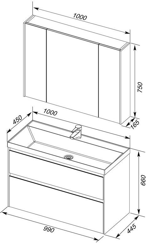 Мебель для ванной Aquanet Гласс 100 белый Мебель для ванной Aquanet Гласс 100 белый
