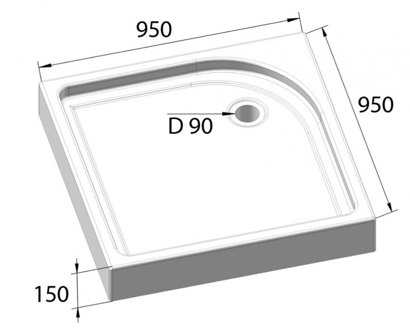 Акриловый поддон BelBagno TRAY-BB-A-95-15-W Акриловый поддон BelBagno TRAY-BB-A-95-15-W
