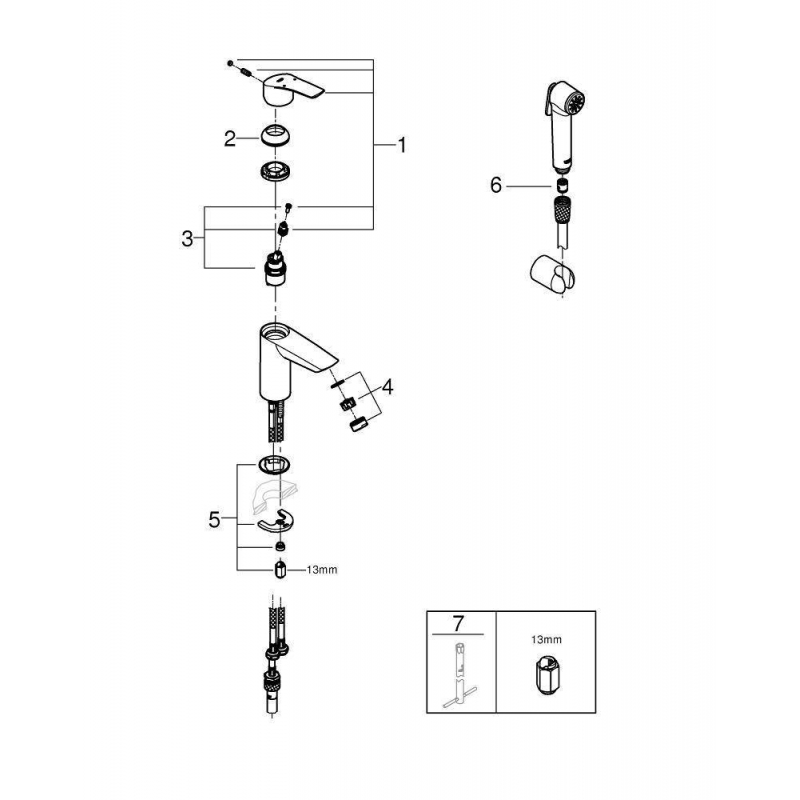 Смеситель Grohe Eurosmart 2021 с гигиеническим душем, 23124003 Смеситель Grohe Eurosmart 2021 с гигиеническим душем, 23124003