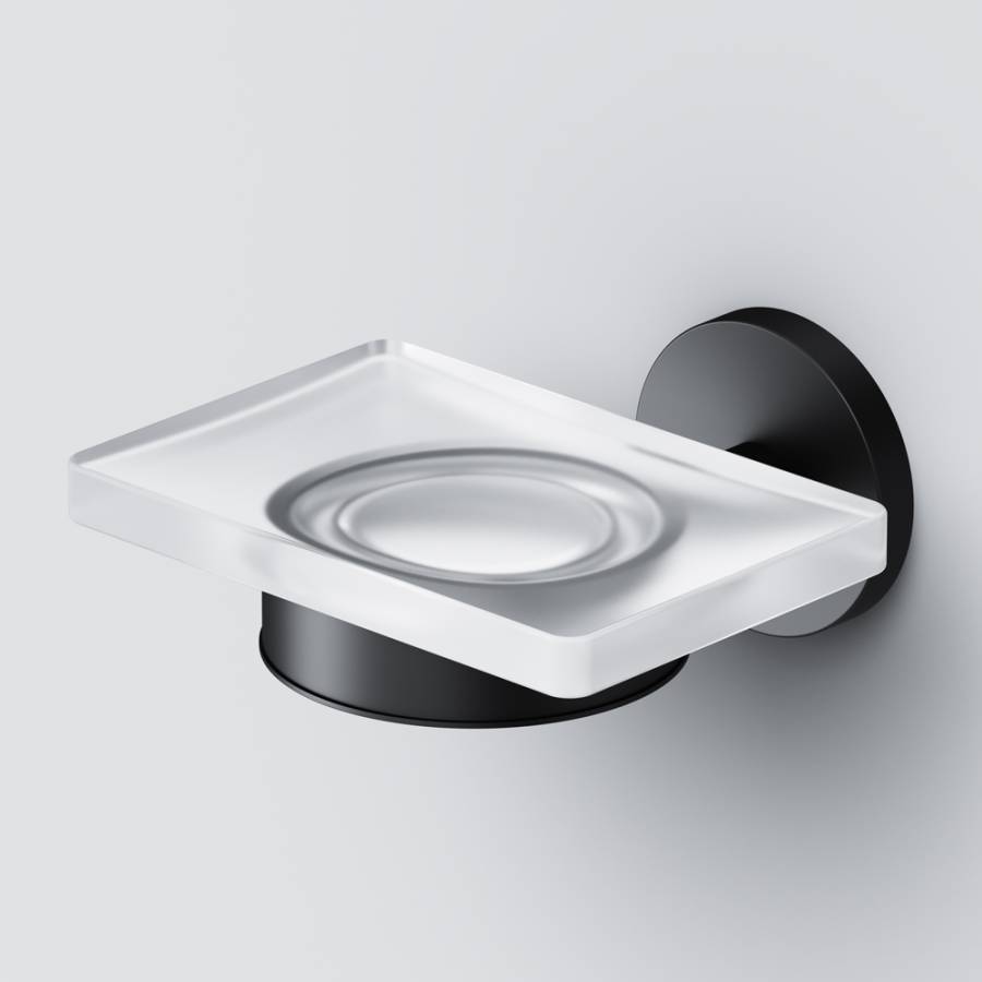 A85A34222 X-Joy, Стеклянная мыльница с настенным держателем, черный A85A34222 X-Joy, Стеклянная мыльница с настенным держателем, черный