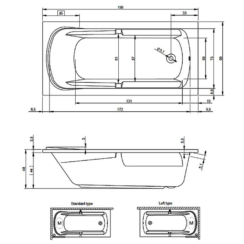 Акриловая ванна RIHO FUTURE XL 190x90 Акриловая ванна RIHO FUTURE XL 190x90