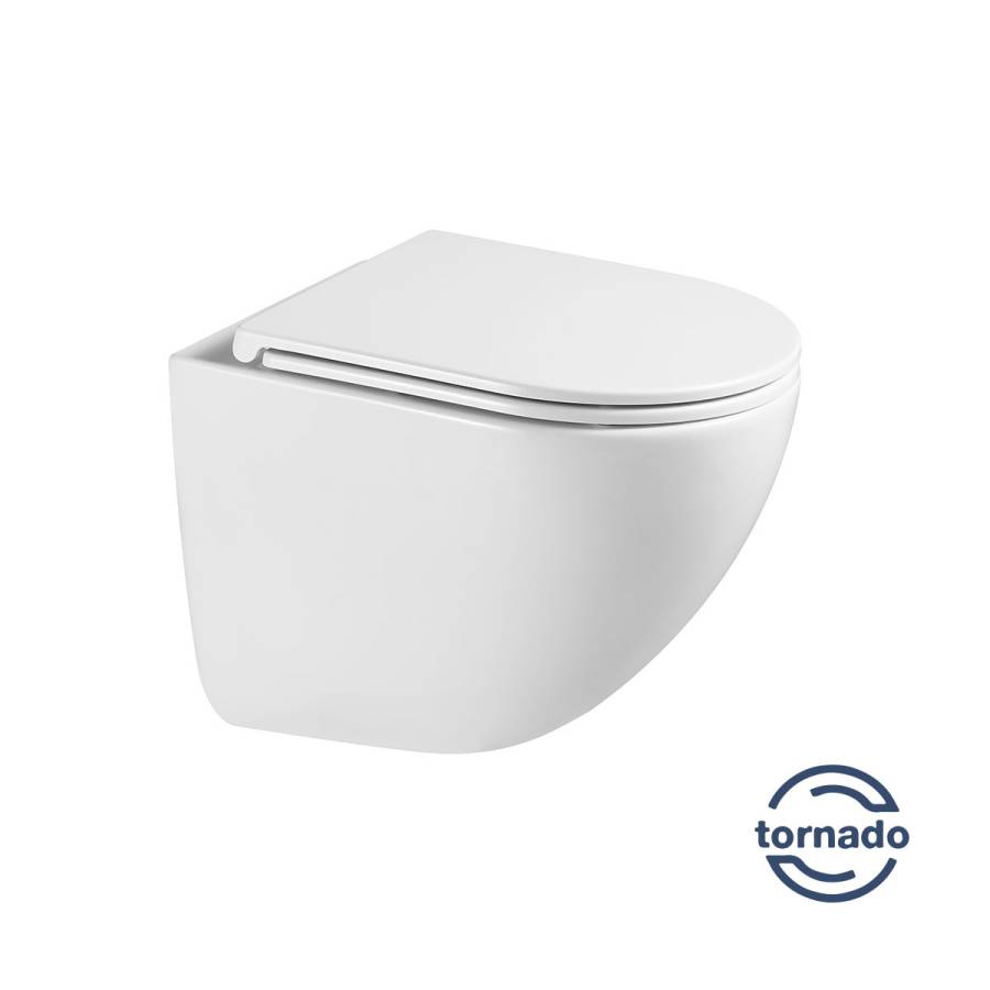 Унитаз подвесной Tornado Bien VT1-51T безободковый, цвет белый, ультратонкое soft-close сиденье Унитаз подвесной Tornado Bien VT1-51T безободковый, цвет белый, ультратонкое soft-close сиденье