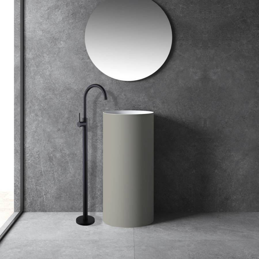 Смеситель ABBER Wasser Kreis AF8141B напольный для раковины, черный матовый Смеситель ABBER Wasser Kreis AF8141B напольный для раковины, черный матовый