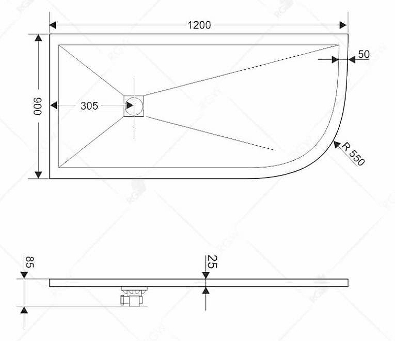 Душевой поддон асимметричный RGW ST/AL-W Белый (Комплект) 900x1200 Душевой поддон асимметричный RGW ST/AL-W Белый (Комплект) 900x1200