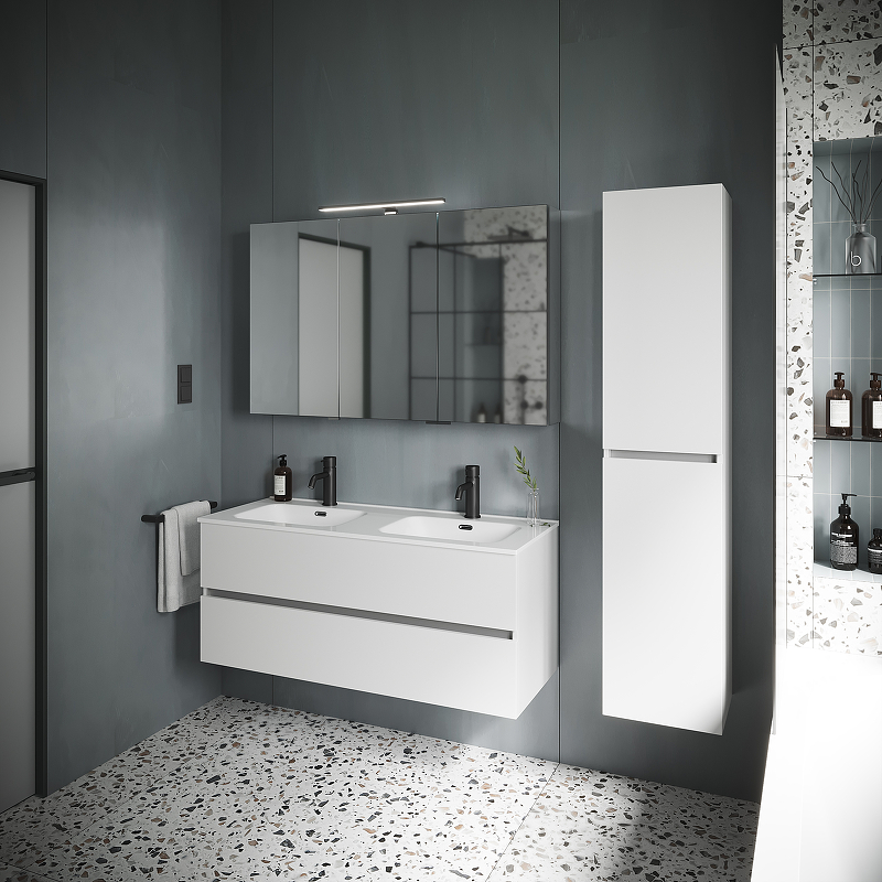 Тумба подвесная SANCOS Urban 1190х450х550, c двумя ящиками оснащенными доводчиками, белый глянец , арт. UR120-2W Тумба подвесная SANCOS Urban 1190х450х550, c двумя ящиками оснащенными доводчиками, белый глянец , арт. UR120-2W