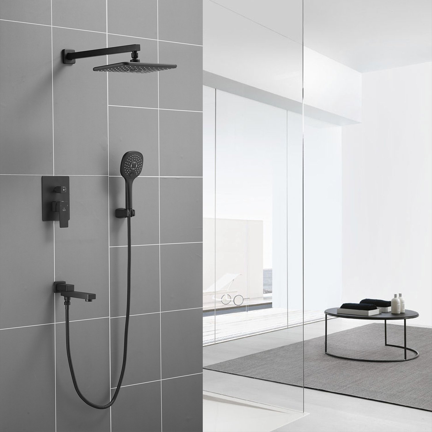 Душевая система встраиваемая Rose R2835H, черный Душевая система встраиваемая Rose R2835H, черный