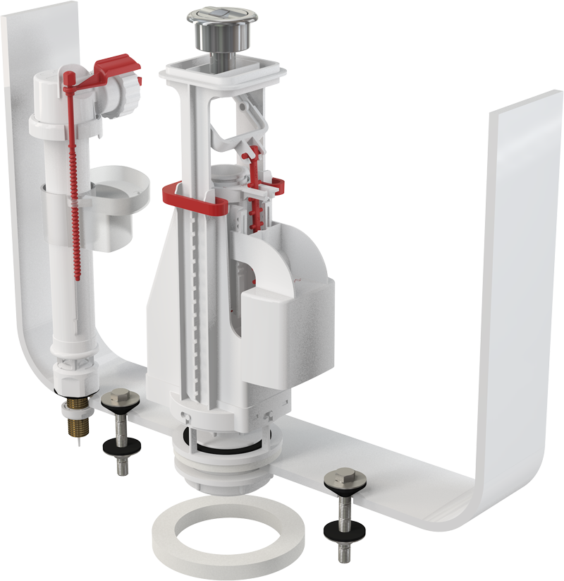 Выпускной комплект с двойной кнопкой, впускной механизм  Выпускной комплект с двойной кнопкой, впускной механизм