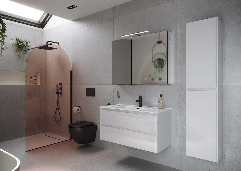 Тумба подвесная SANCOS Libra 990х450х500, c двумя ящиками оснащенными доводчиками, белый глянец , арт. LB100W Тумба подвесная SANCOS Libra 990х450х500, c двумя ящиками оснащенными доводчиками, белый глянец , арт. LB100W