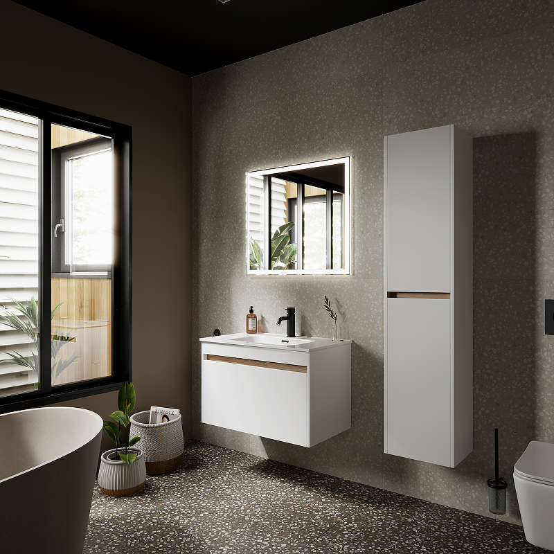 Тумба подвесная SANCOS Smart 790х450х500, c двумя ящиками оснащенными доводчиками, белый глянец , арт. SM80W Тумба подвесная SANCOS Smart 790х450х500, c двумя ящиками оснащенными доводчиками, белый глянец , арт. SM80W