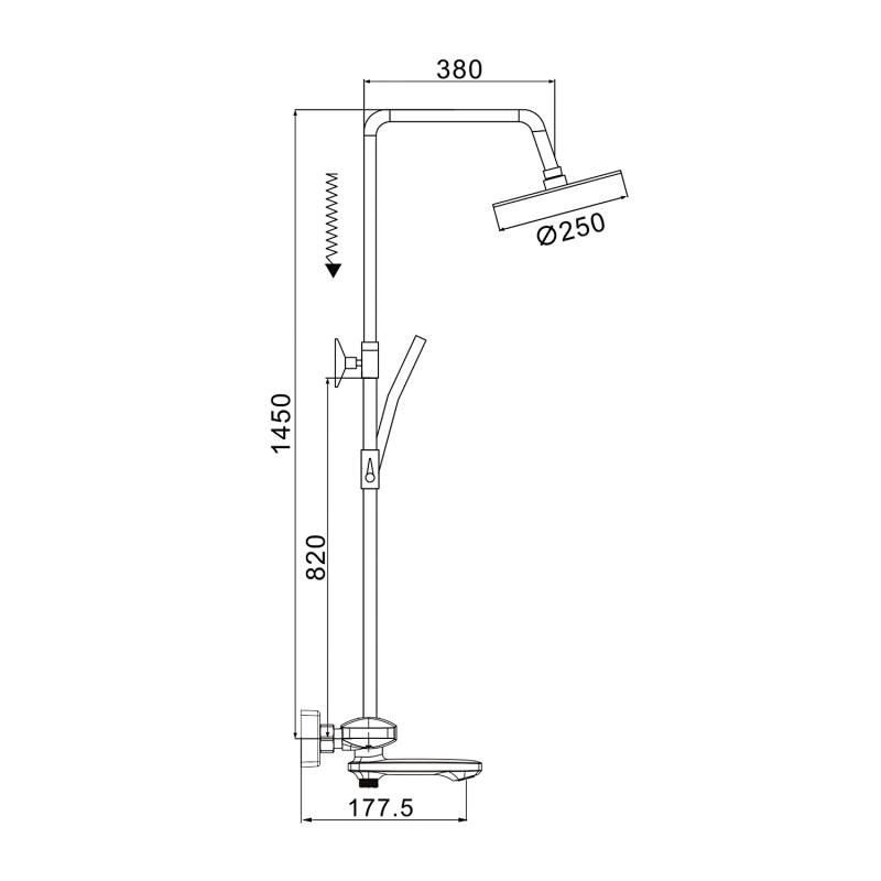 Душевая стойка с термостатом ROSE R39F R3996F Душевая стойка с термостатом ROSE R39F R3996F