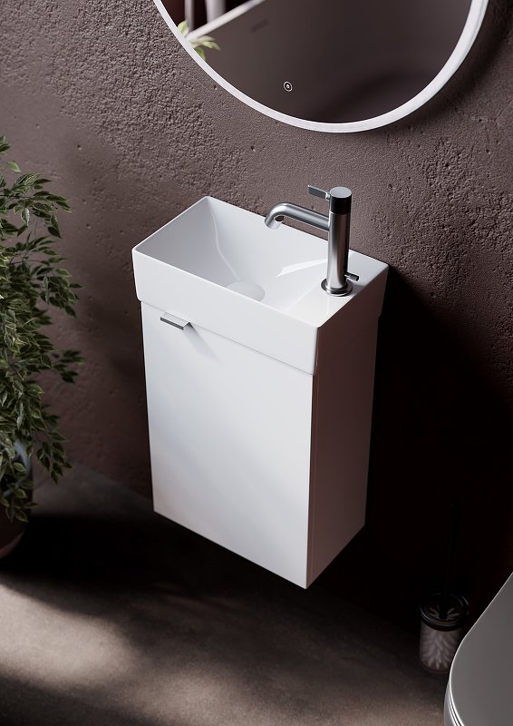 Тумба подвесная SANCOS Mini 355х205х500, с распашной дверцей, внутри 1 полка, белый глянец , арт.MN35WR Тумба подвесная SANCOS Mini 355х205х500, с распашной дверцей, внутри 1 полка, белый глянец , арт.MN35WR