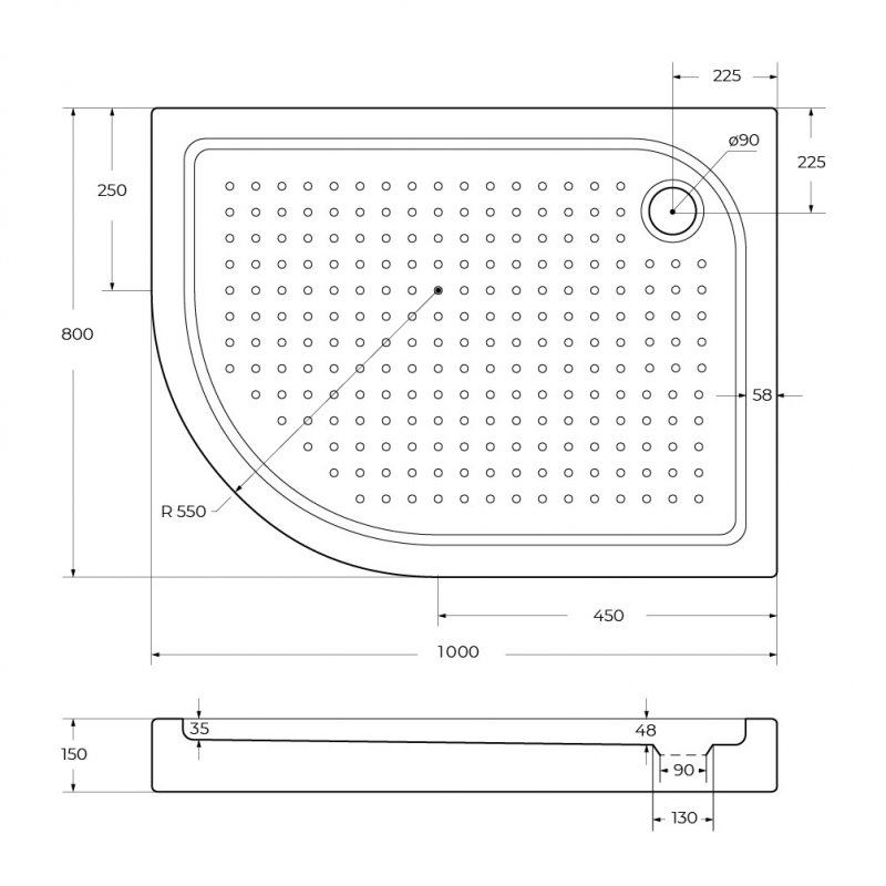 Акриловый поддон BelBagno TRAY-BB-RH-100/80-550-15-W-L Акриловый поддон BelBagno TRAY-BB-RH-100/80-550-15-W-L