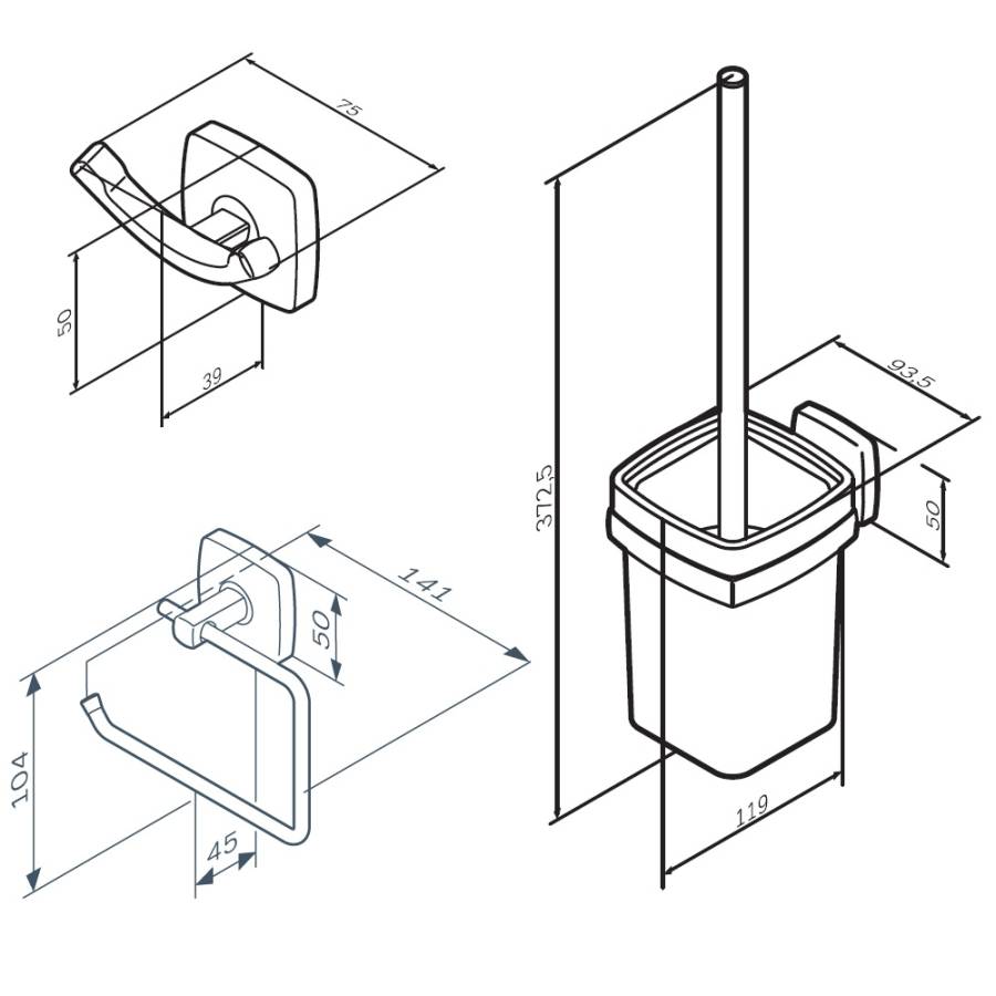 Набор аксессуаров для зоны туалета, черный AK90T2003B Набор аксессуаров для зоны туалета, черный AK90T2003B