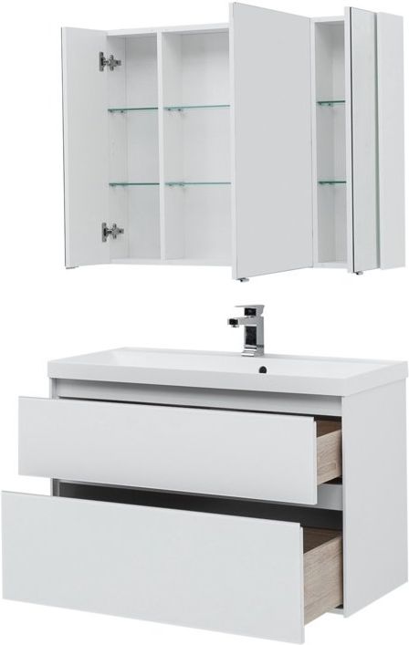 Мебель для ванной Aquanet Гласс 100 белый Мебель для ванной Aquanet Гласс 100 белый