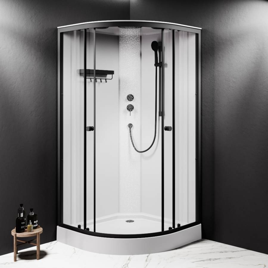 W94C-401-100BT X-Joy кабина душевая  100x100, 1/4 круга,  профиль мат.черный, стекло прозрачное W94C-401-100BT X-Joy кабина душевая  100x100, 1/4 круга,  профиль мат.черный, стекло прозрачное