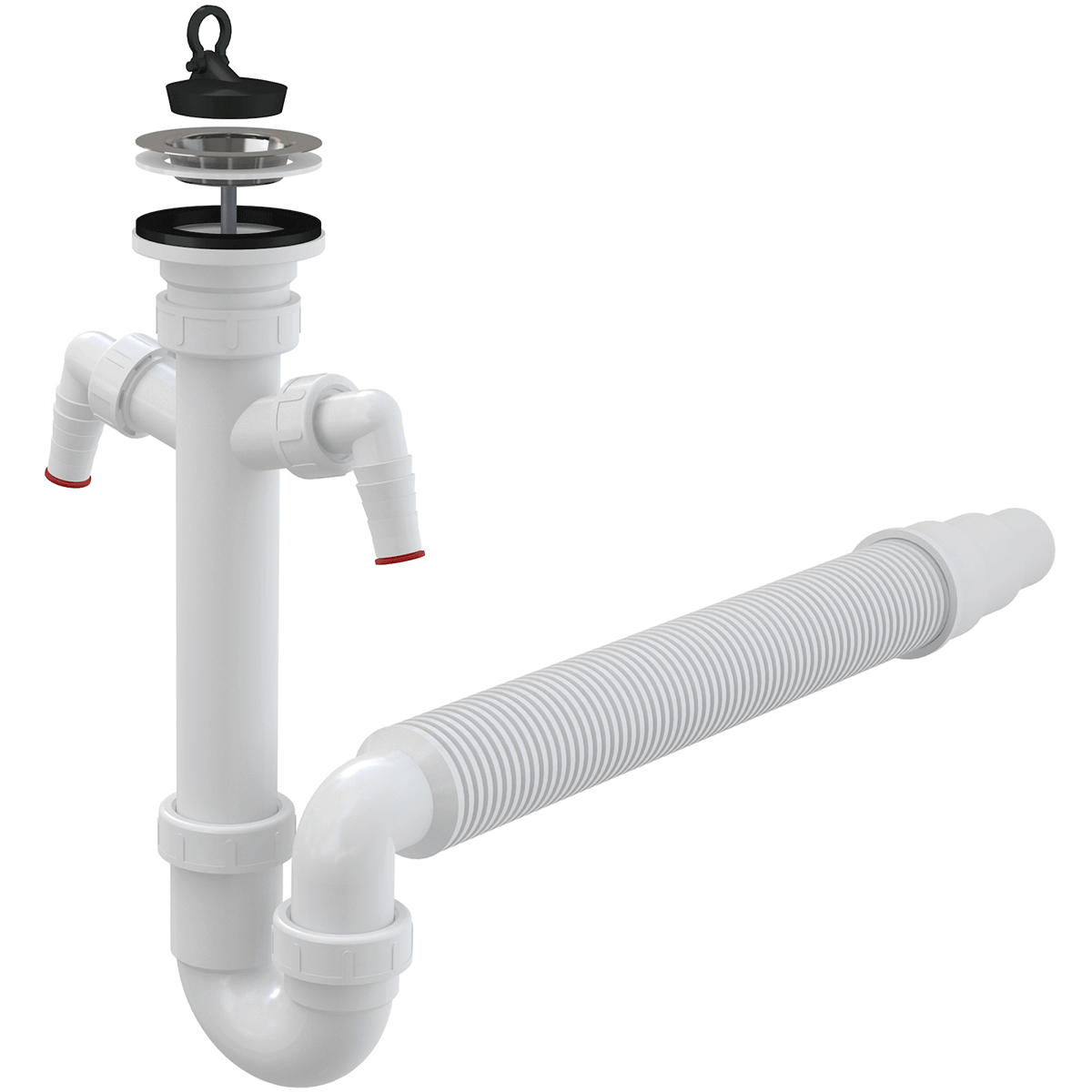 Сифон трубчатый с нержавеющей peшeткой DN70, двумя штуцерами и гофрой Сифон трубчатый с нержавеющей peшeткой DN70, двумя штуцерами и гофрой