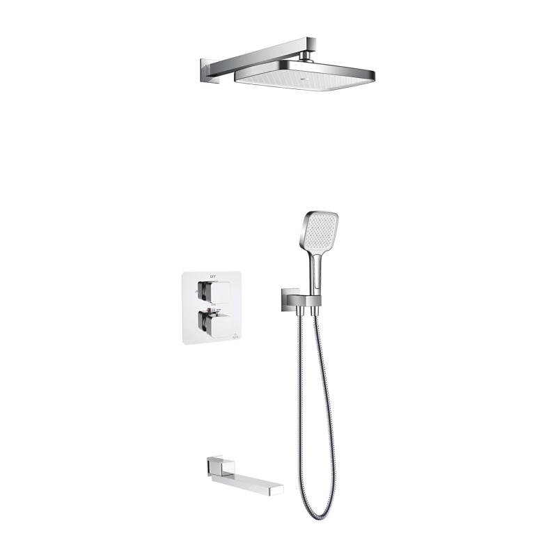 Душевая система с термостатом встраиваемая Rose R1595F, белый/хром Душевая система с термостатом встраиваемая Rose R1595F, белый/хром