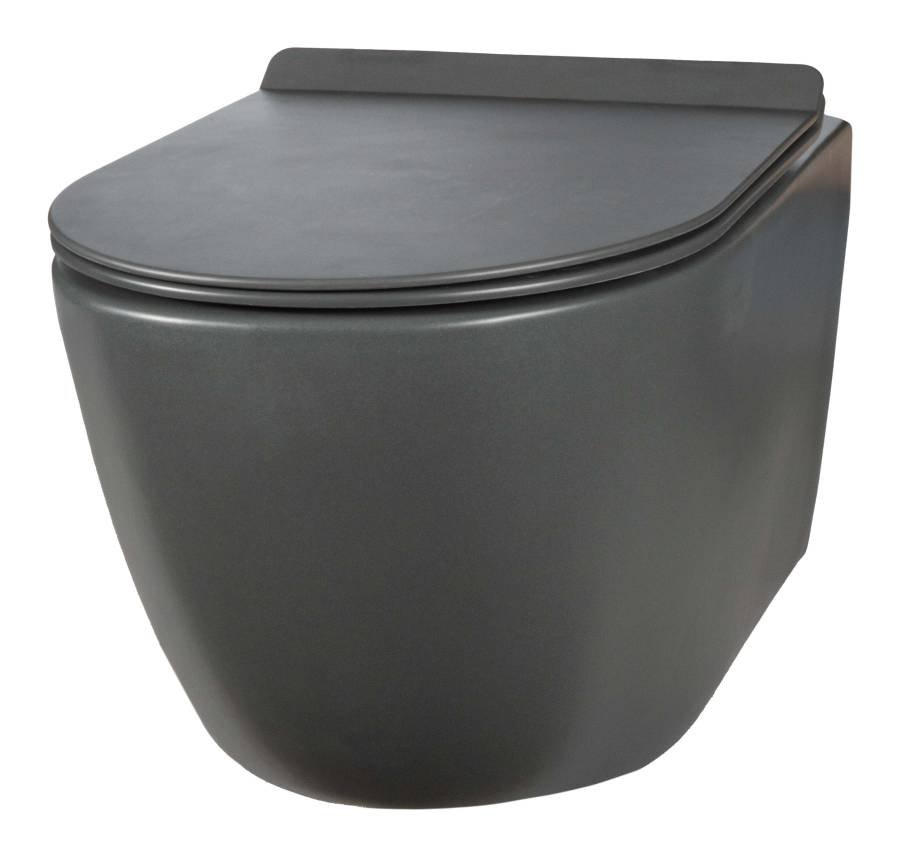 Унитаз подвесной безободковый Creto Logan L1 1001-003-L1GMAT с крышкой-сиденьем микролифт, матовый серый Унитаз подвесной безободковый Creto Logan L1 1001-003-L1GMAT с крышкой-сиденьем микролифт, матовый серый