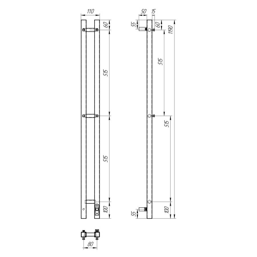 Полотенцесушитель электрический Point Гермес PN13812W П3 80x1200 диммер справа, белый Полотенцесушитель электрический Point Гермес PN13812W П3 80x1200 диммер справа, белый