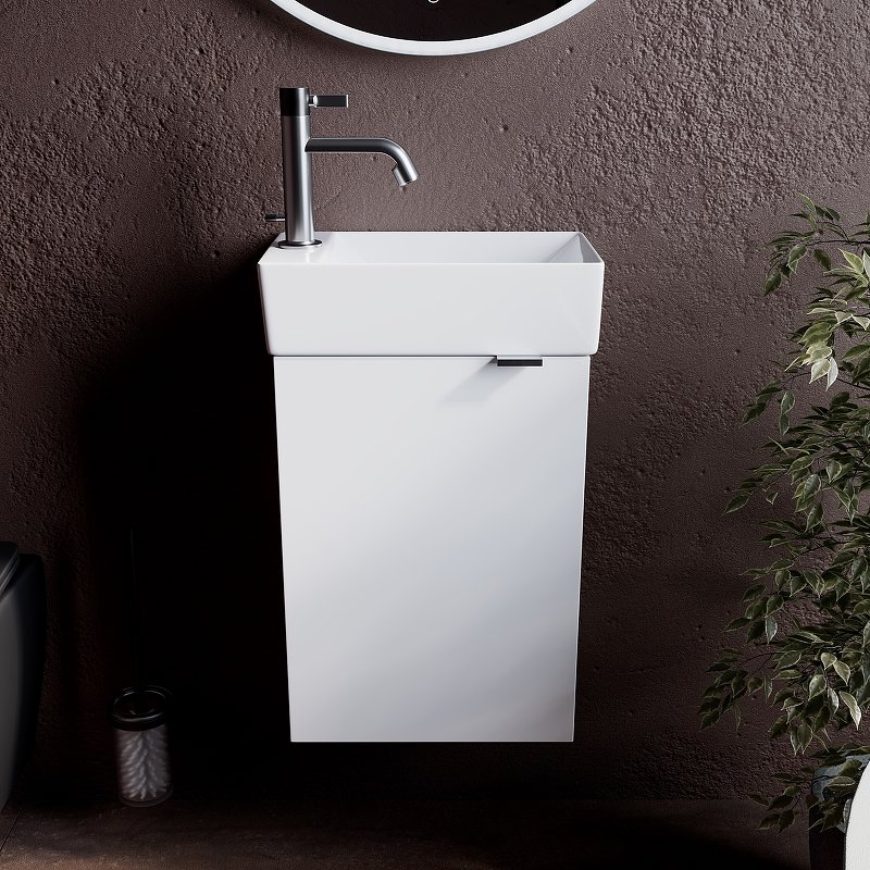 Тумба подвесная SANCOS Mini 355х205х500, с распашной дверцей, внутри 1 полка, белый глянец , арт.MN35WL Тумба подвесная SANCOS Mini 355х205х500, с распашной дверцей, внутри 1 полка, белый глянец , арт.MN35WL
