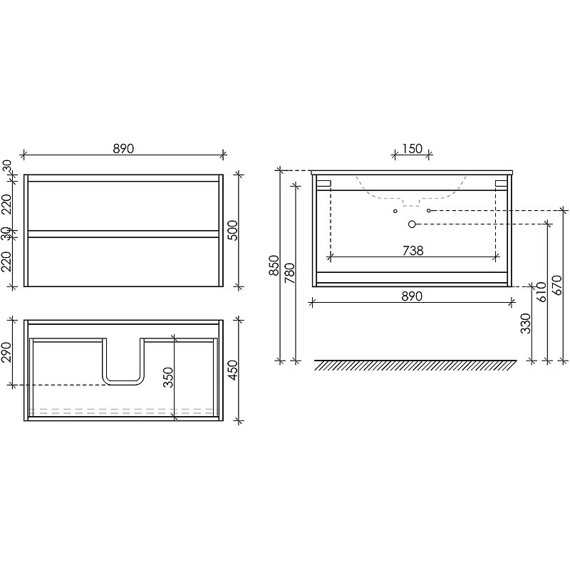 Тумба подвесная SANCOS Libra 890х450х500, c двумя ящиками оснащенными доводчиками, белый глянец , арт. LB90W Тумба подвесная SANCOS Libra 890х450х500, c двумя ящиками оснащенными доводчиками, белый глянец , арт. LB90W