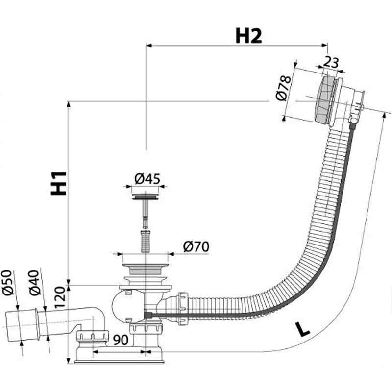 Сифон для ванны автомат комплект, бронза-антик Сифон для ванны автомат комплект, бронза-антик
