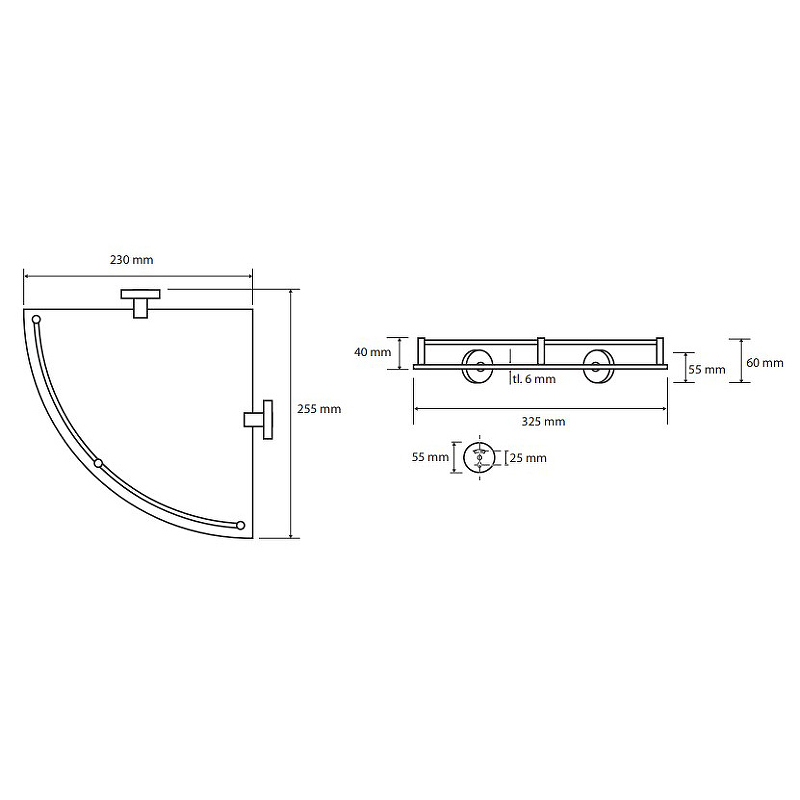 Полочка стеклянная угловая Полочка стеклянная угловая