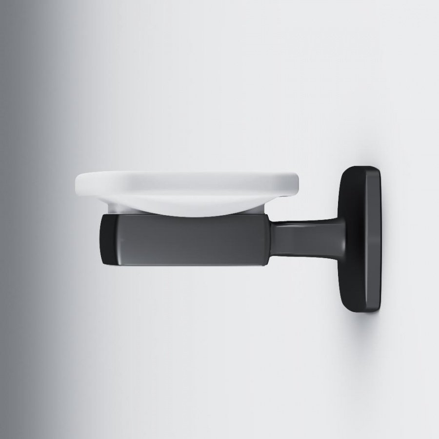 A9034222 Gem, Стеклянная мыльница с настенным держателем, черная A9034222 Gem, Стеклянная мыльница с настенным держателем, черная