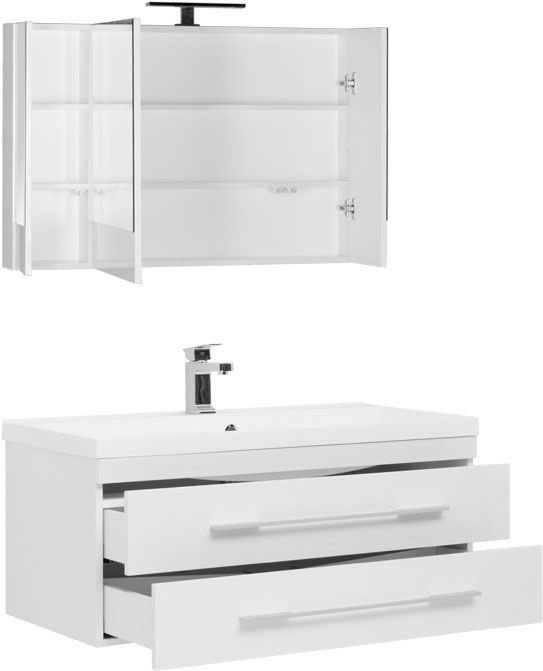 Комплект мебели для ванной Aquanet Нота NEW 100 белый (камерино) Комплект мебели для ванной Aquanet Нота NEW 100 белый (камерино)