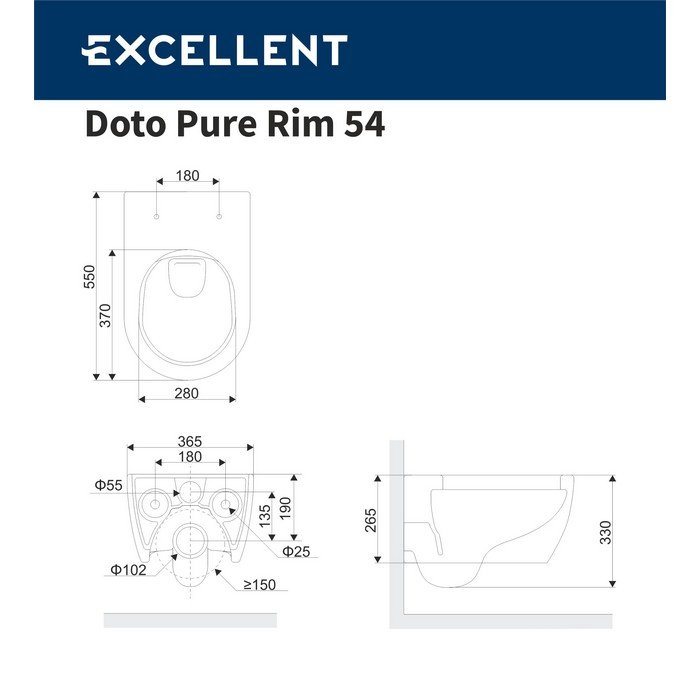 Унитаз подвесной EXCELLENT Doto Pure Rim 54 Унитаз подвесной EXCELLENT Doto Pure Rim 54