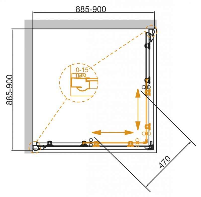 GIUBILEO-A-2-90-SCORREVOLE-CP-G Душевой уголок GIUBILEO-A-2-90-SCORREVOLE-CP-G Душевой уголок