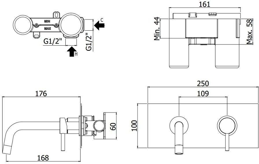 Смеситель для раковины Paffoni Light LIG101HG/M (с внутренней частью) Смеситель для раковины Paffoni Light LIG101HG/M (с внутренней частью)