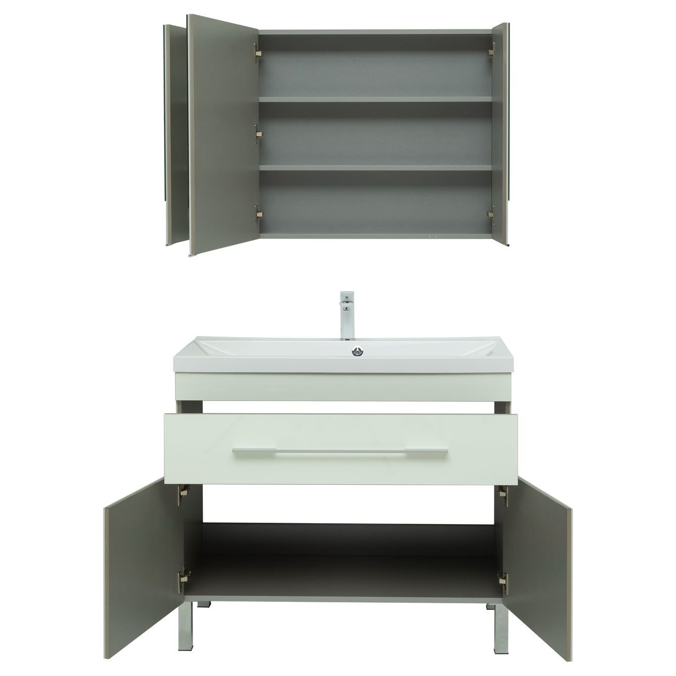 Мебель для ванной Aquanet Верона 100 белый (напольный 1 ящик 2 дверцы) Мебель для ванной Aquanet Верона 100 белый (напольный 1 ящик 2 дверцы)